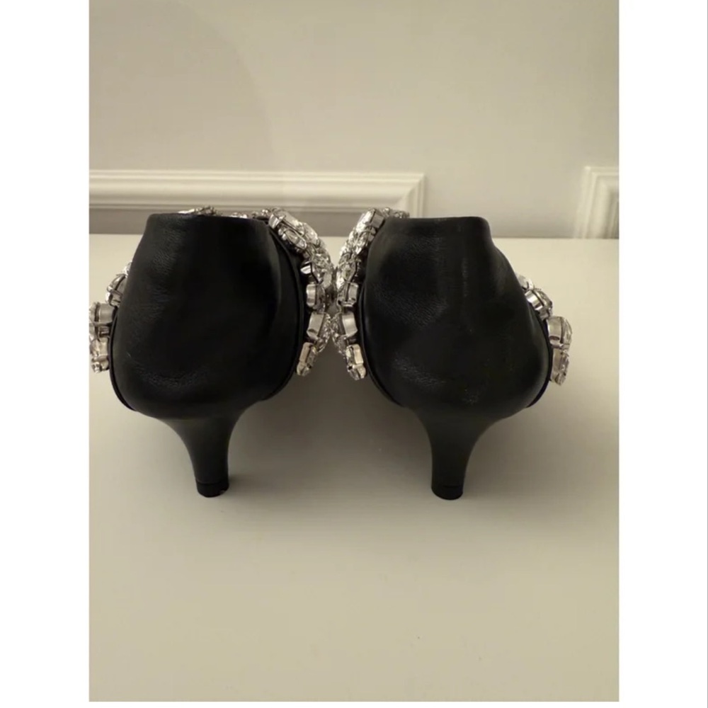 JIL SANDER RARE LEATHER CRYSTAL KITTEN HEELS SZ 36 - Picture 3 of 10